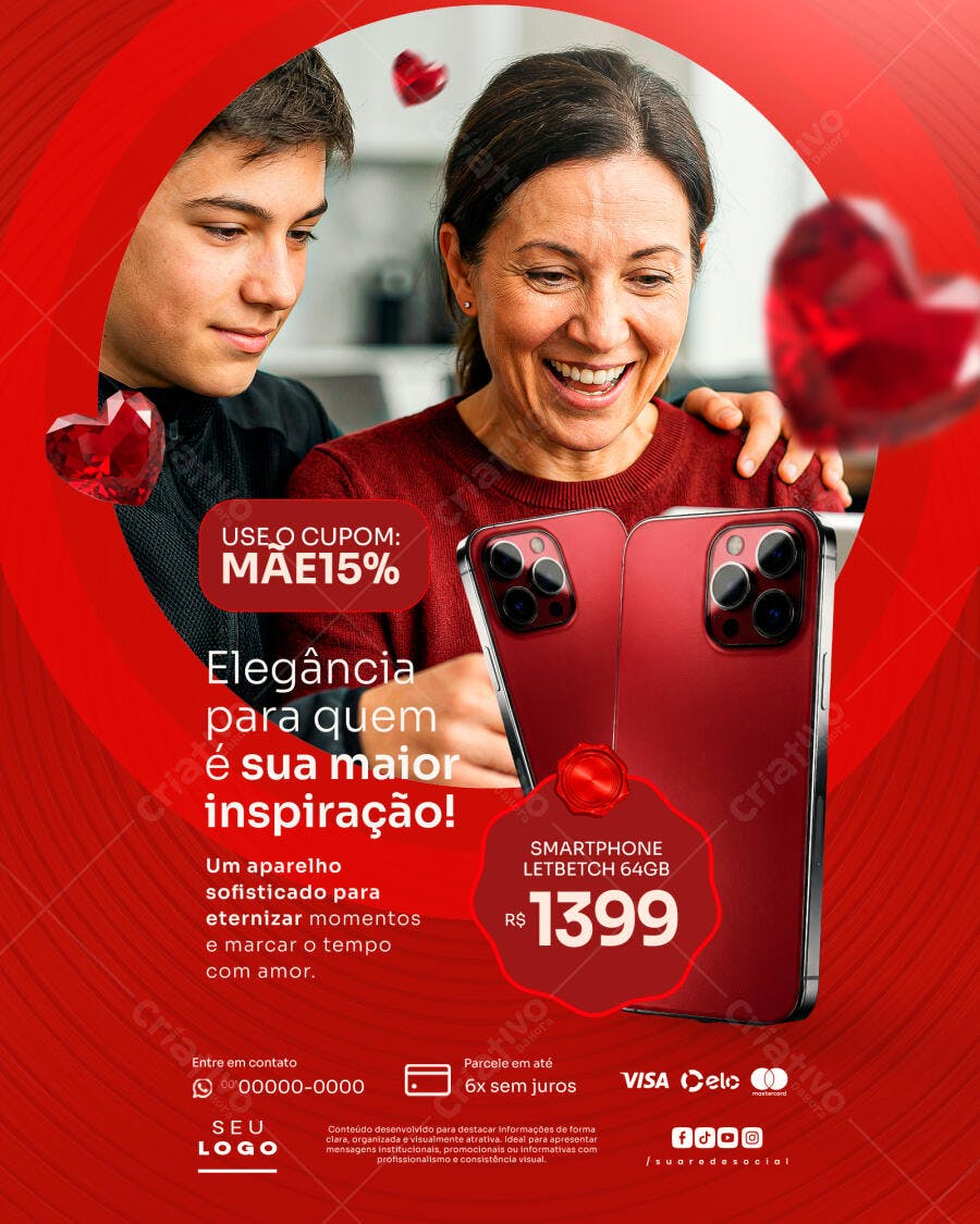 Flyer Dia das Mães Eletrônicos Promoção PSD Editável