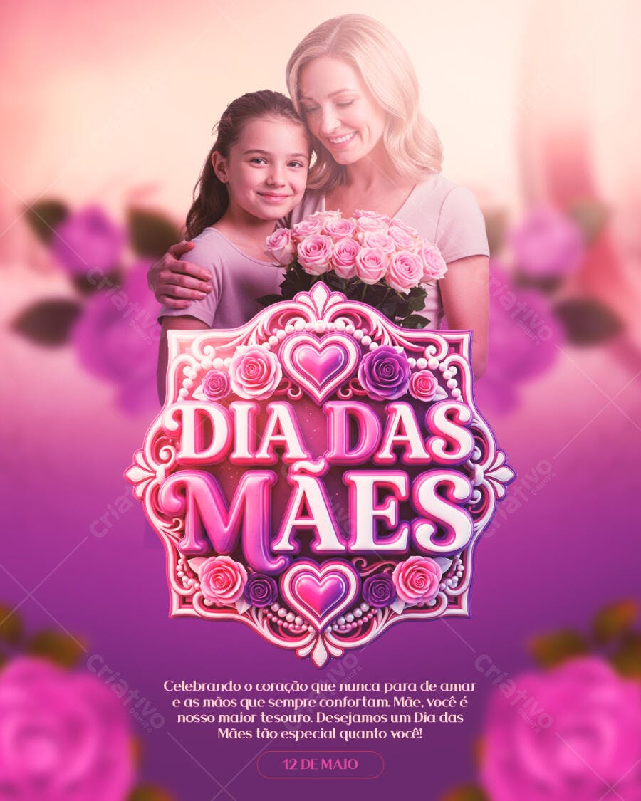 Flyer Dia das Mães Maio Floricultura PSD Editável
