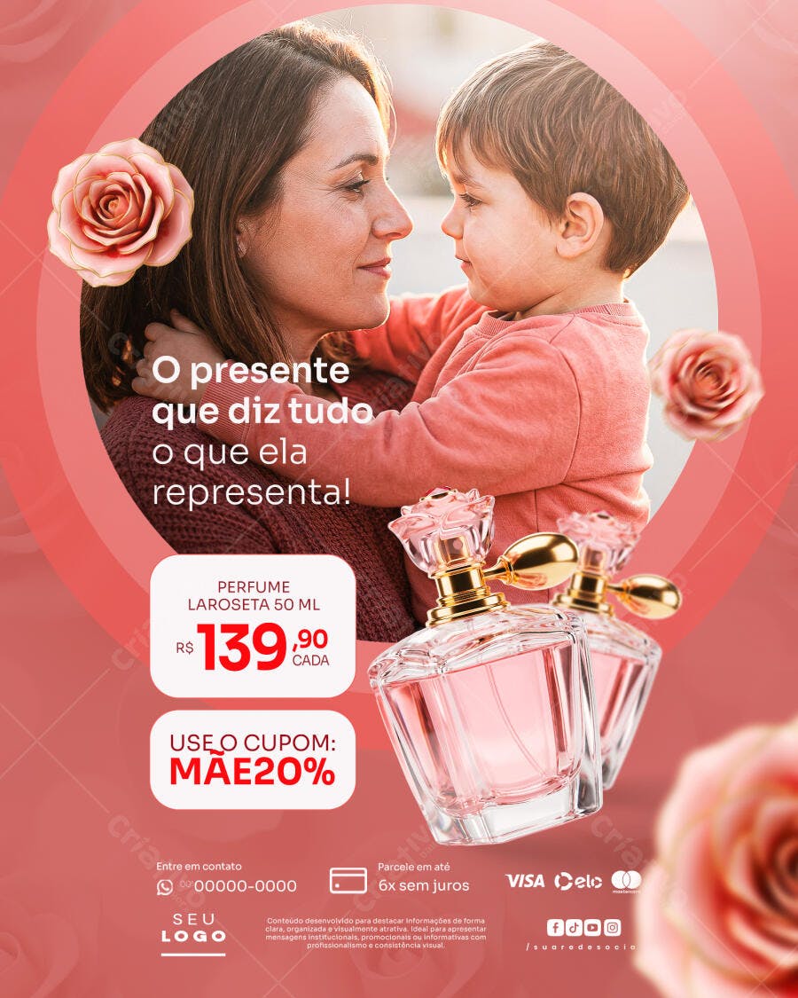 Flyer Dia das Mães Perfumaria Maquiagem PSD Editável