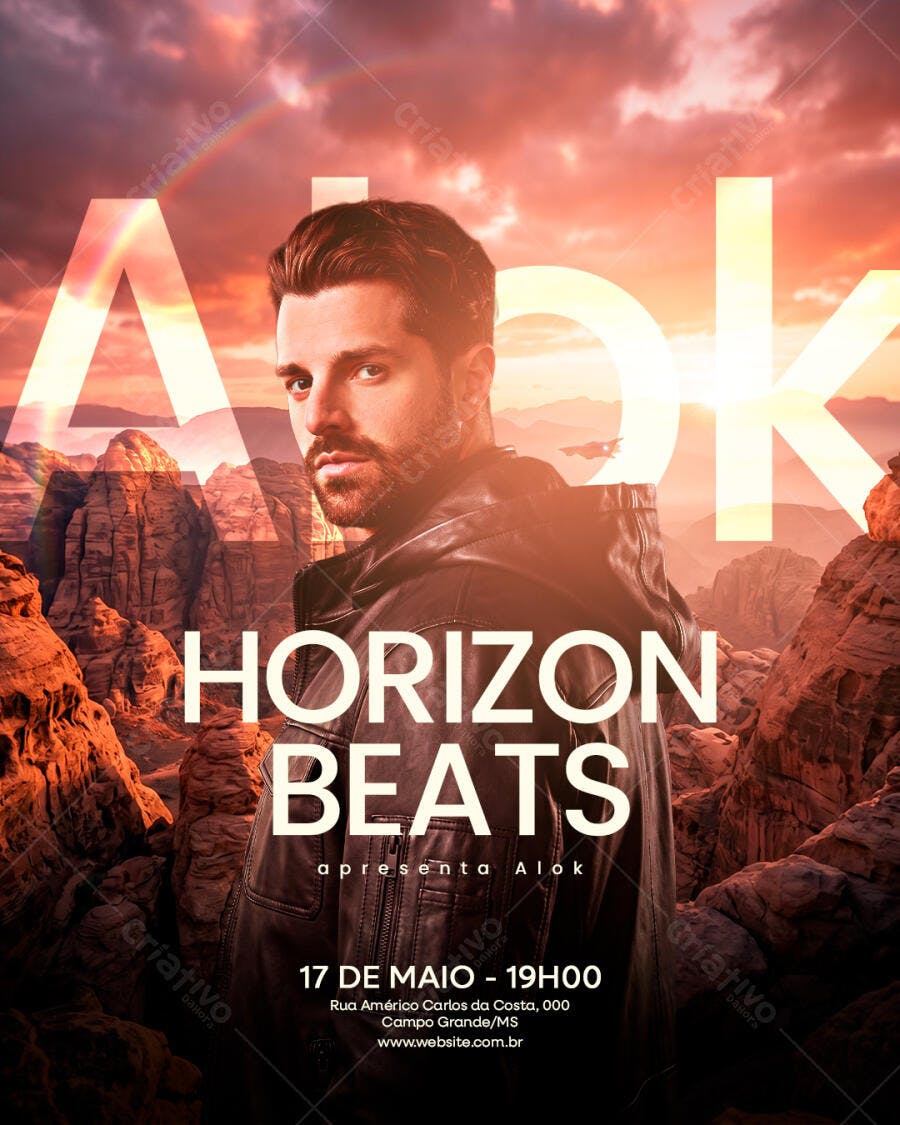 Flyer Evento Alok Horizon Beats PSD Editável
