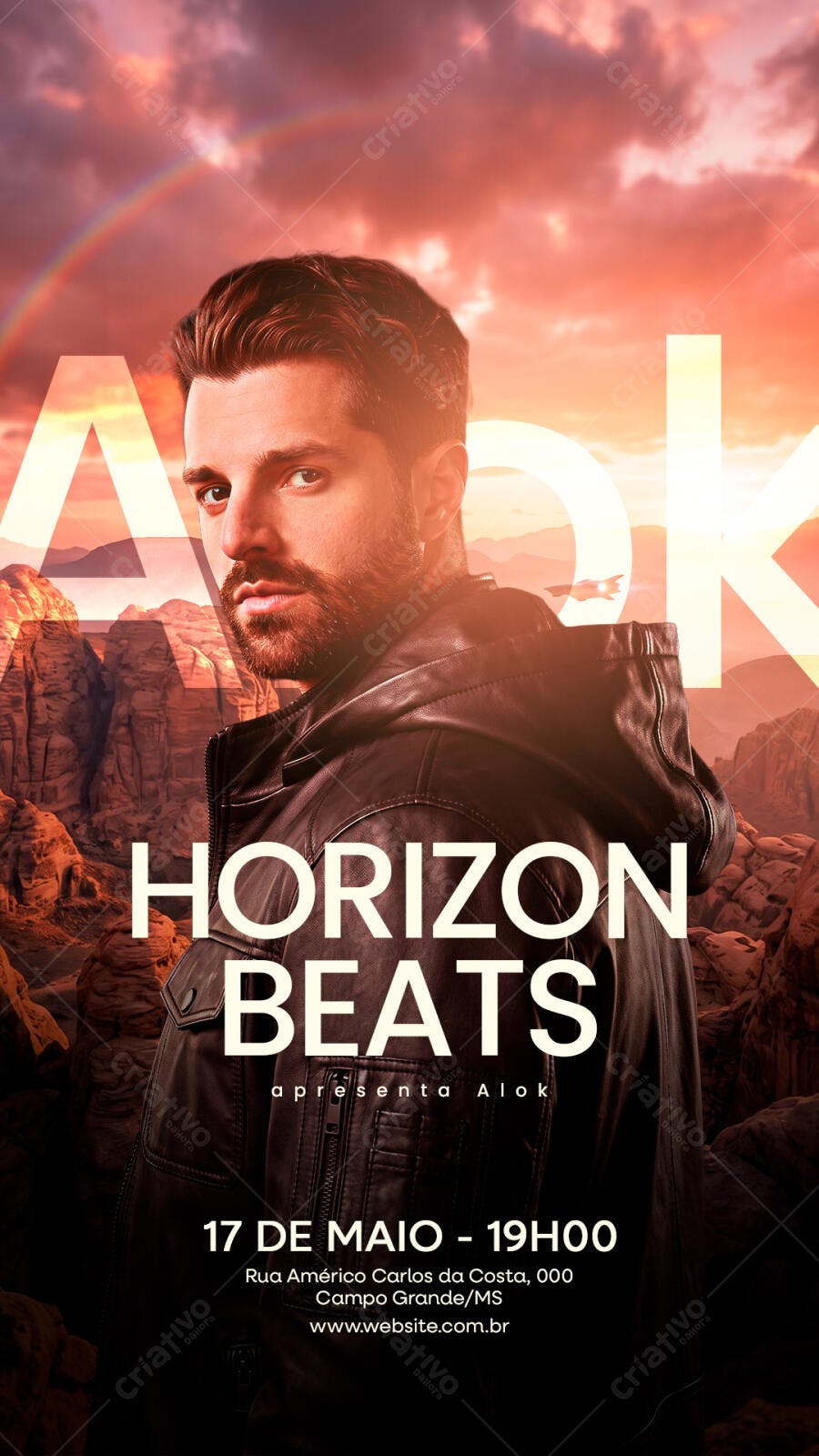 Flyer Evento Musical Alok Horizon Beats PSD Editável