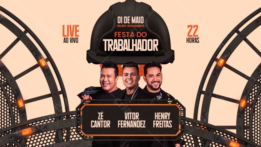 Flyer Festa do Trabalhador 1 de Maio Live PSD Editável
