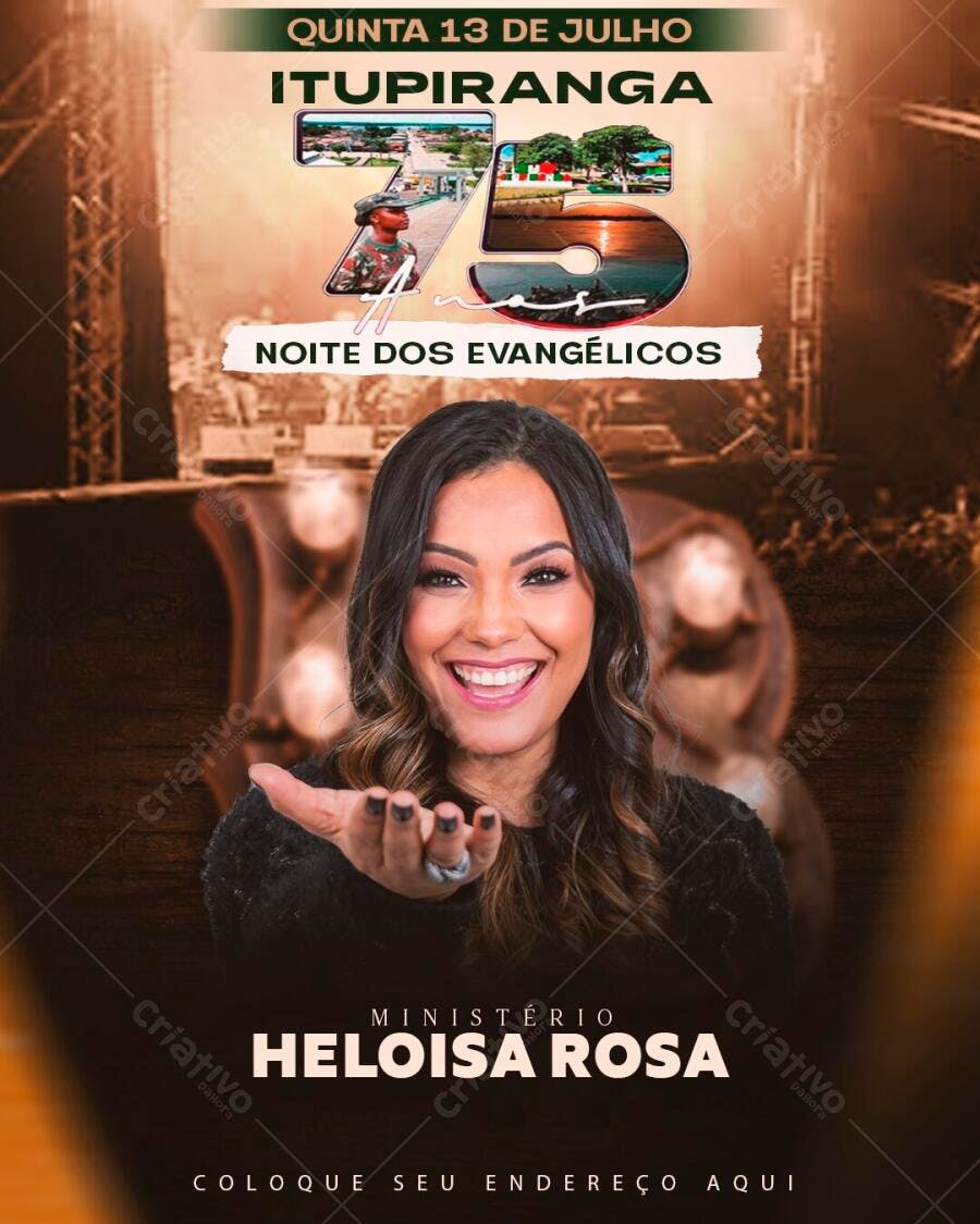 Flyer Noite dos Evangélicos Itupiranga PSD Editável