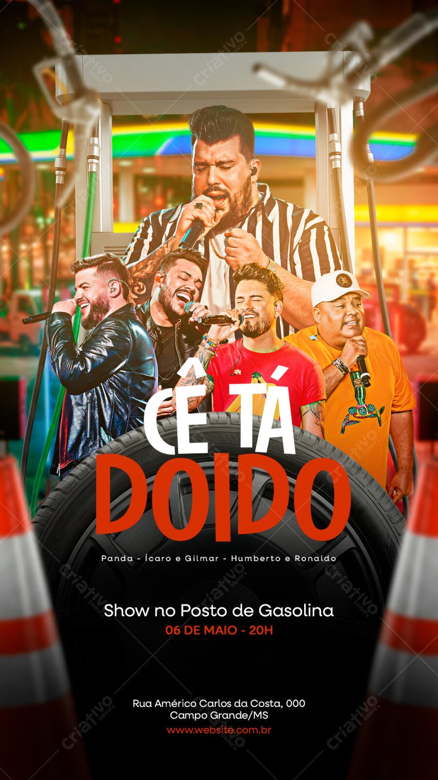 Flyer Show Posto de Gasolina Sertanejo PSD Editável