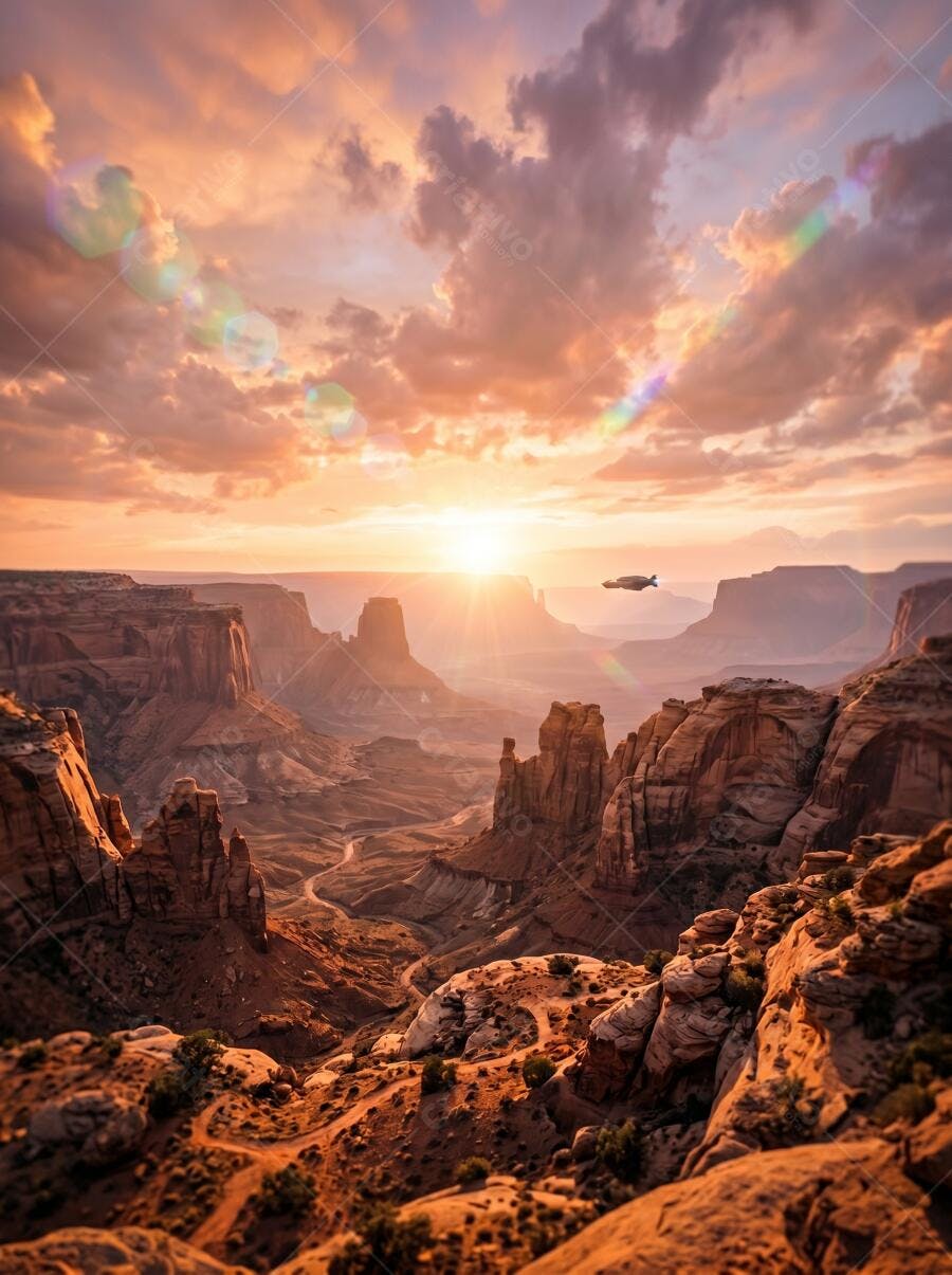 Foto Paisagem Deserto Cânion Pôr do Sol Céu Laranja Montanhas