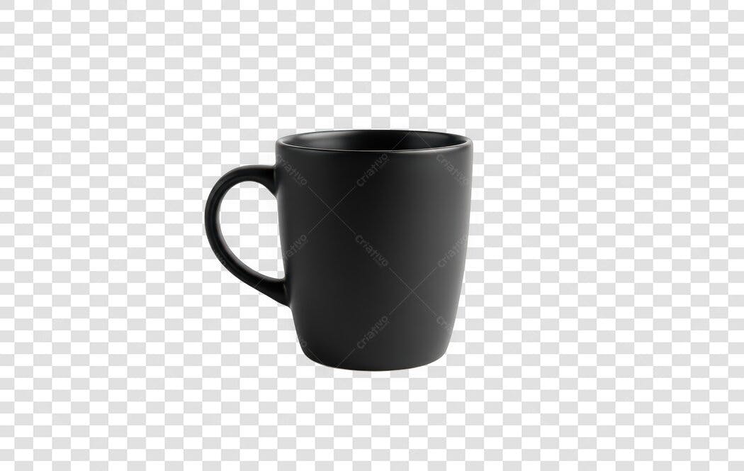 Foto Recortada Caneca Preta Cerâmica PNG Fundo Transparente