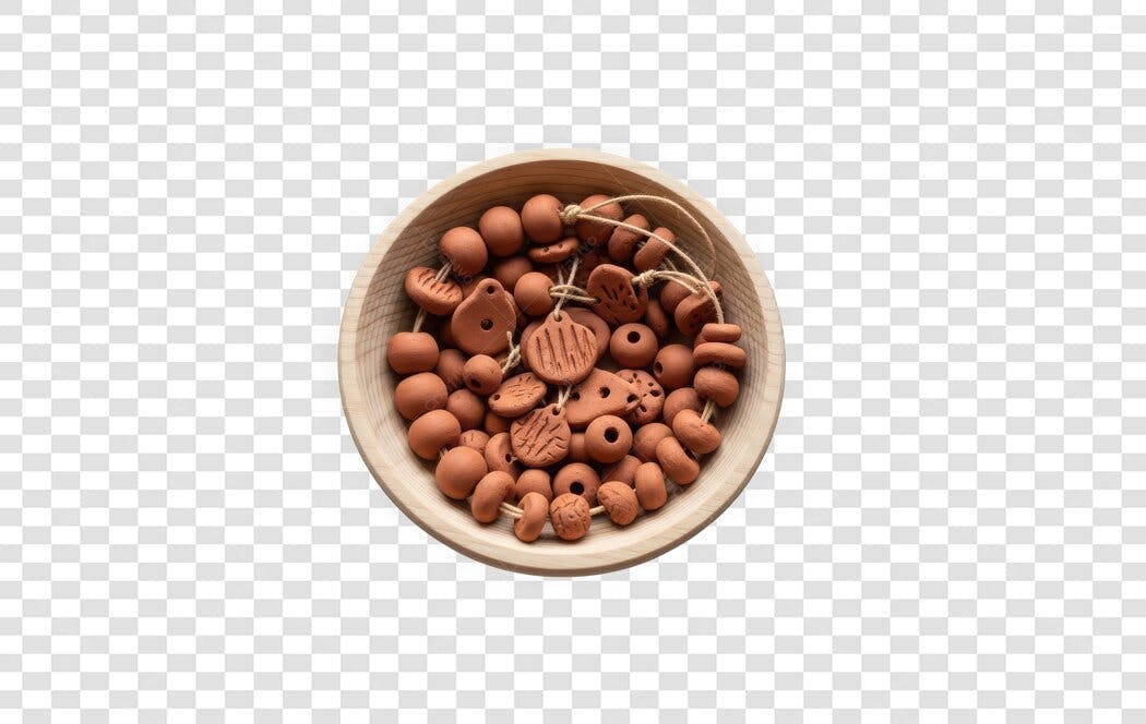 Foto Recortada Contas de Madeira Tigela PNG Fundo Transparente