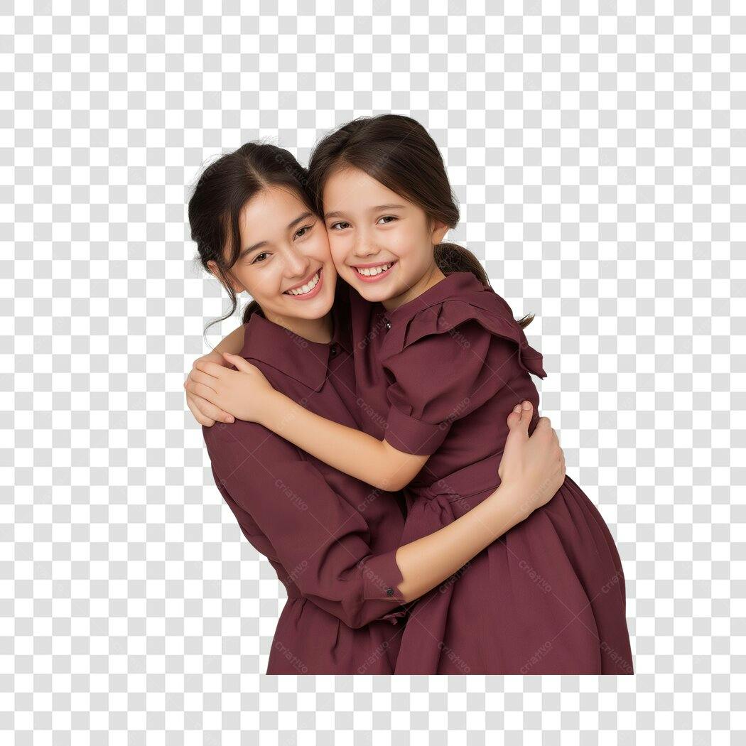 Foto Recortada Duas Irmãs Abraçadas Sorrindo PNG Fundo Transparente