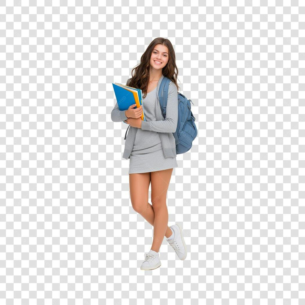 Foto Recortada Estudante Mulher Jovem Sorrindo PNG Fundo Transparente
