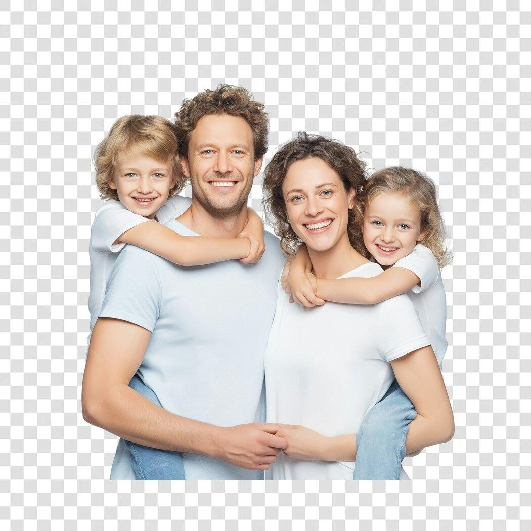 Foto Recortada Família Feliz Sorrindo PNG Fundo Transparente