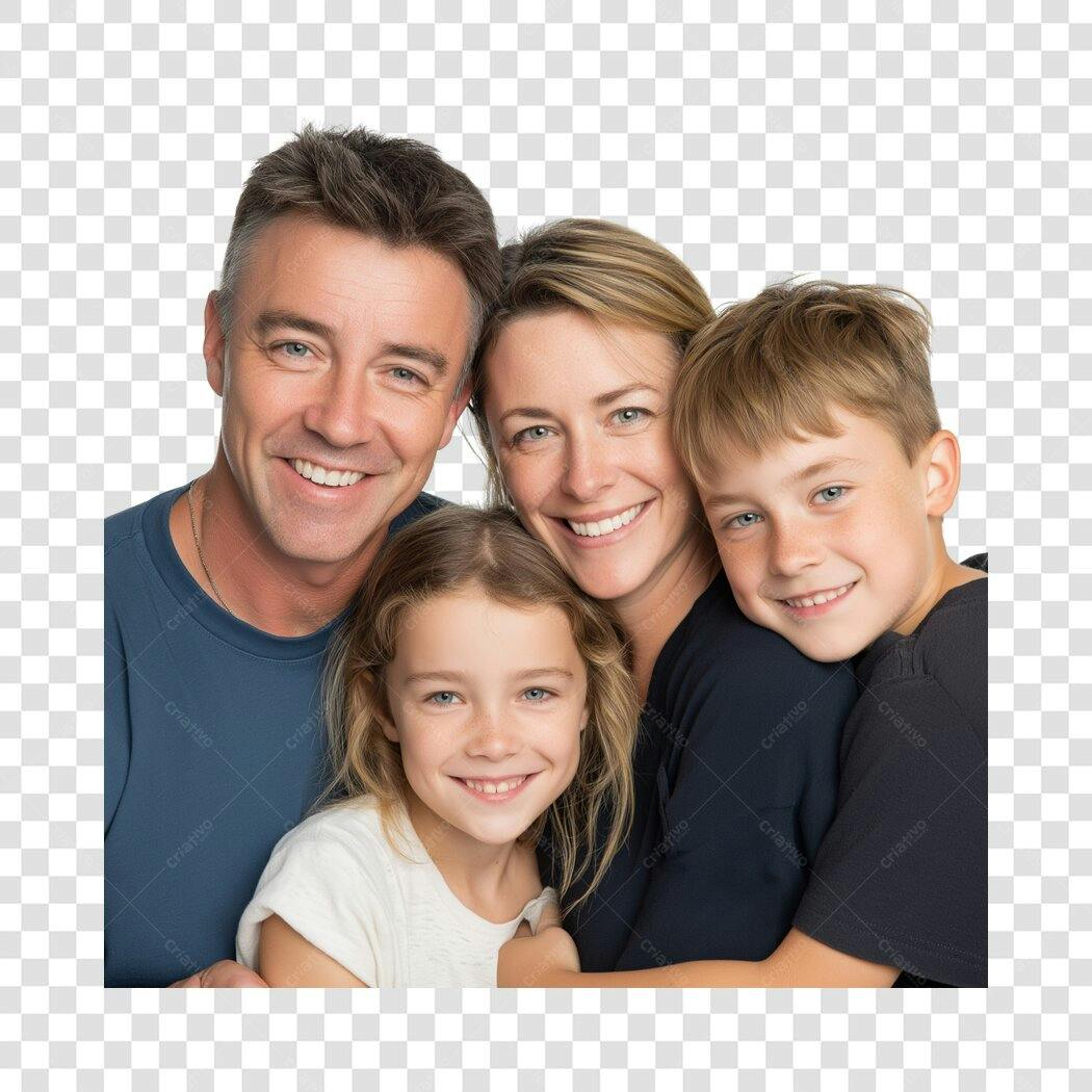 Foto Recortada Família Feliz Sorrindo PNG Fundo Transparente