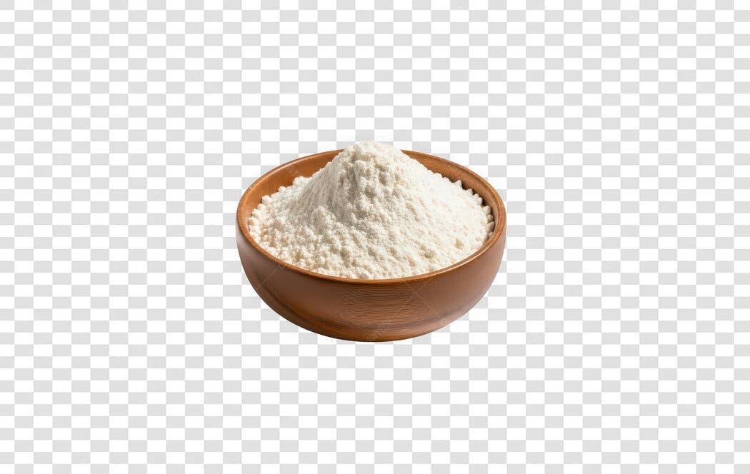 Foto Recortada Farinha de Trigo Tigela Madeira PNG Fundo Transparente