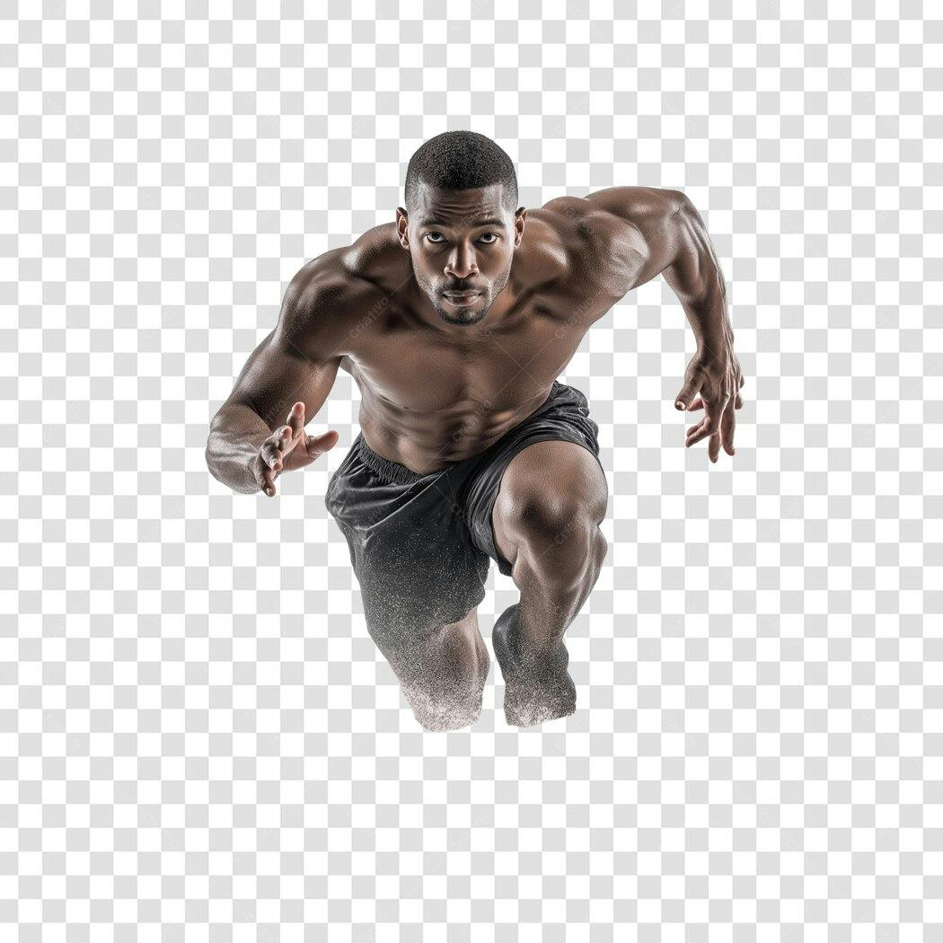 Foto Recortada Homem Musculoso Correndo PNG Fundo Transparente
