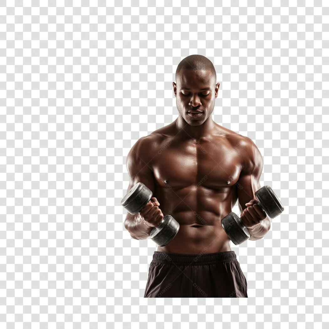 Foto Recortada Homem Musculoso Halteres Academia PNG Fundo Transparente