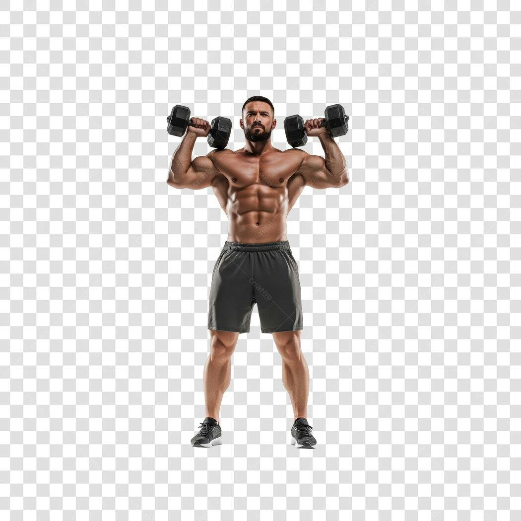 Foto Recortada Homem Musculoso Halteres Academia PNG Fundo Transparente