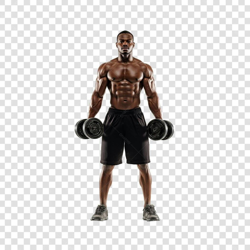 Foto Recortada Homem Musculoso Halteres Academia PNG Fundo Transparente