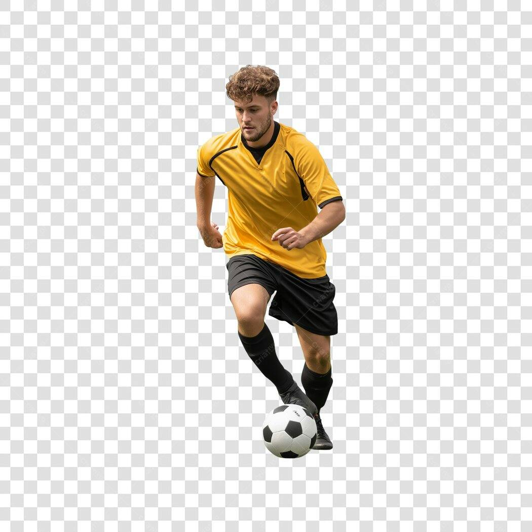 Foto Recortada Jogador Futebol Chutando Bola PNG Fundo Transparente