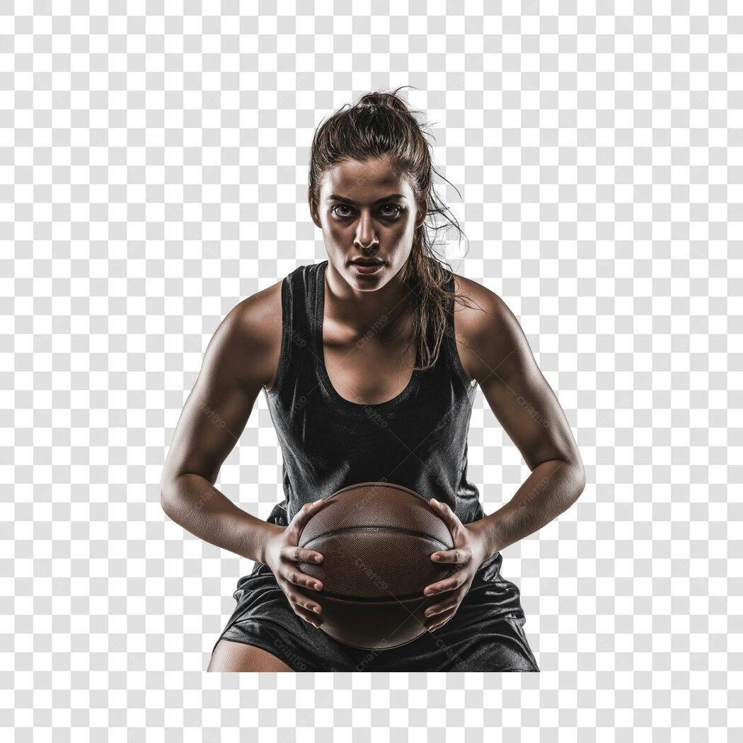 Foto Recortada Jogadora Basquete Mulher Fundo Transparente