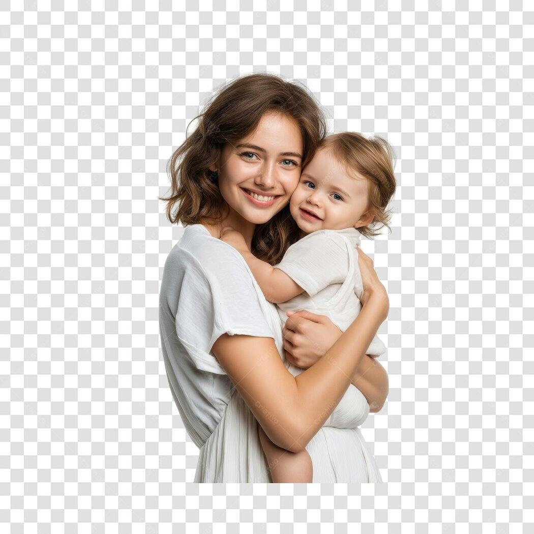 Foto Recortada Mãe e Bebê Sorrindo Dia das Mães Maio PNG Fundo Transparente