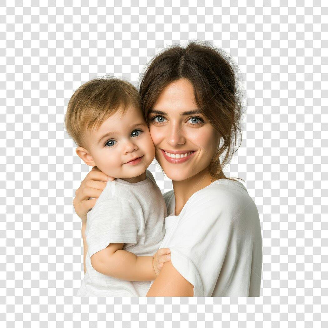 Foto Recortada Mãe e Bebê Sorrindo Dia das Mães Maio PNG Fundo Transparente