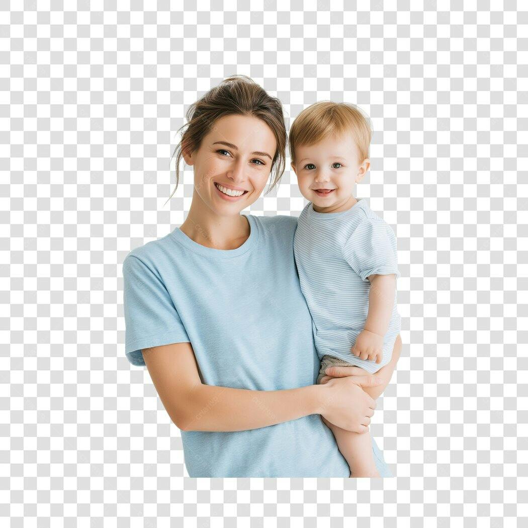 Foto Recortada Mãe e Bebê Sorrindo Dia das Mães PNG Fundo Transparente