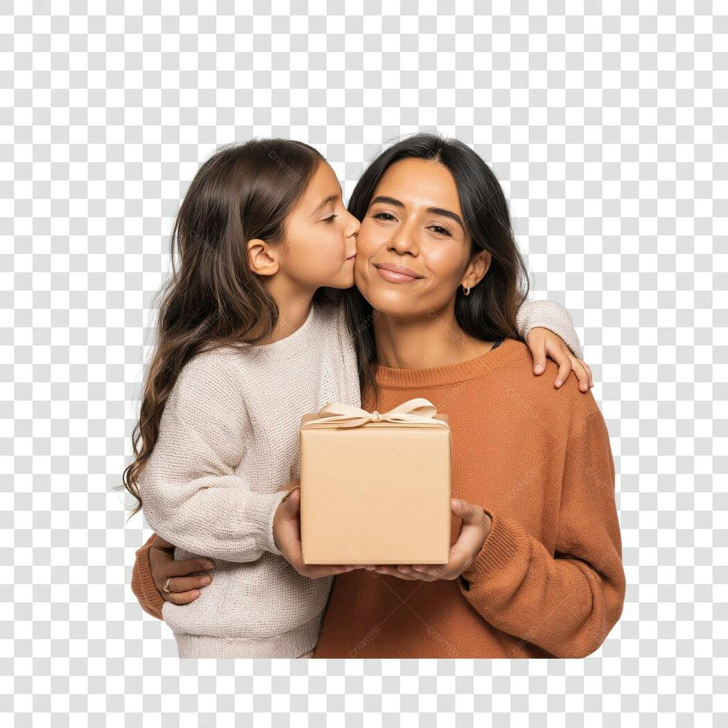 Foto Recortada Mãe e Filha Dia das Mães Maio PNG Fundo Transparente