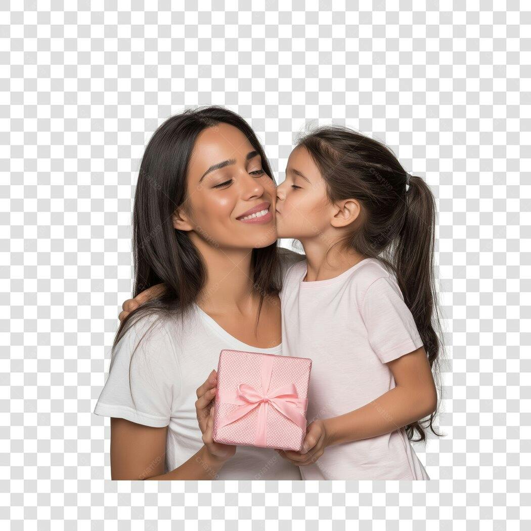 Foto Recortada Mãe e Filha Dia das Mães Maio PNG Fundo Transparente