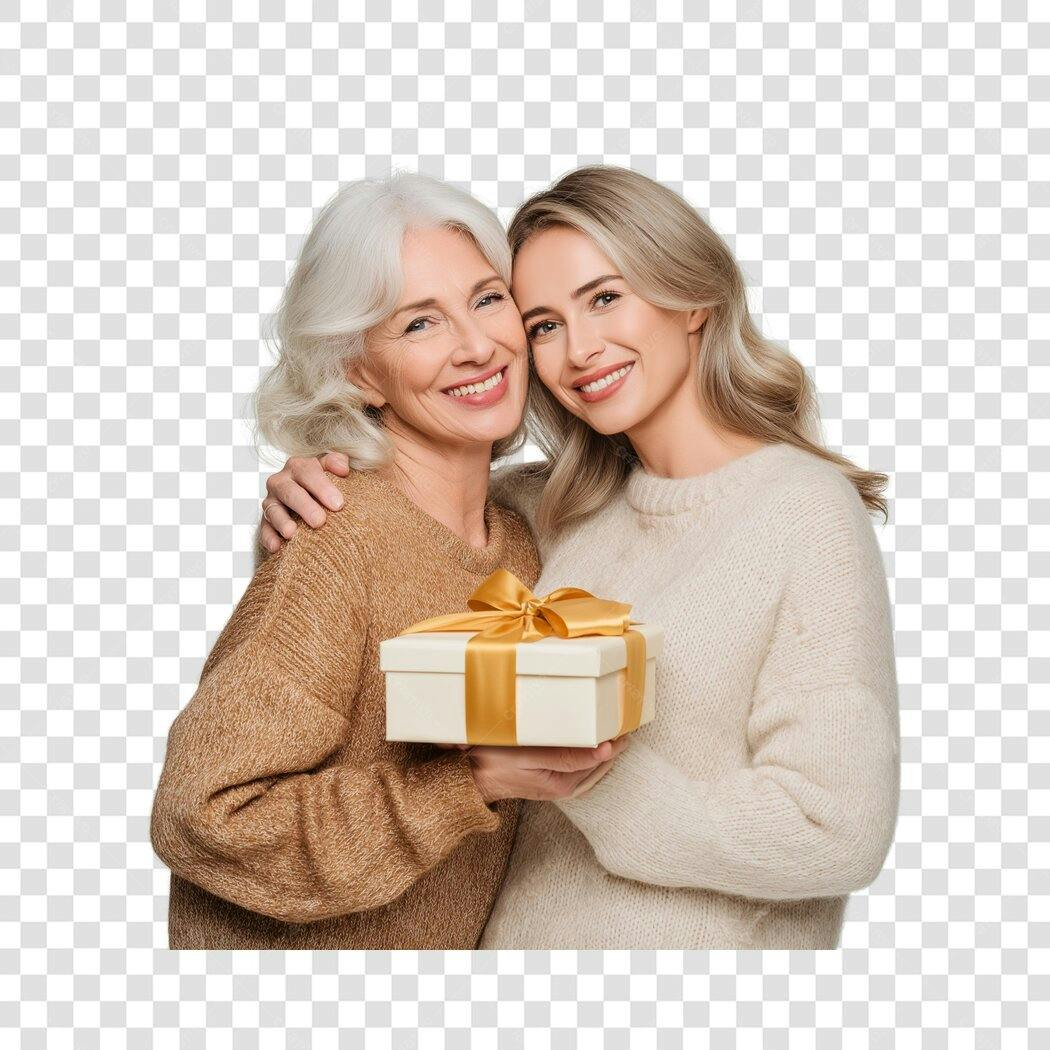 Foto Recortada Mãe e Filha Presente Dia das Mães Maio PNG Fundo Transparente