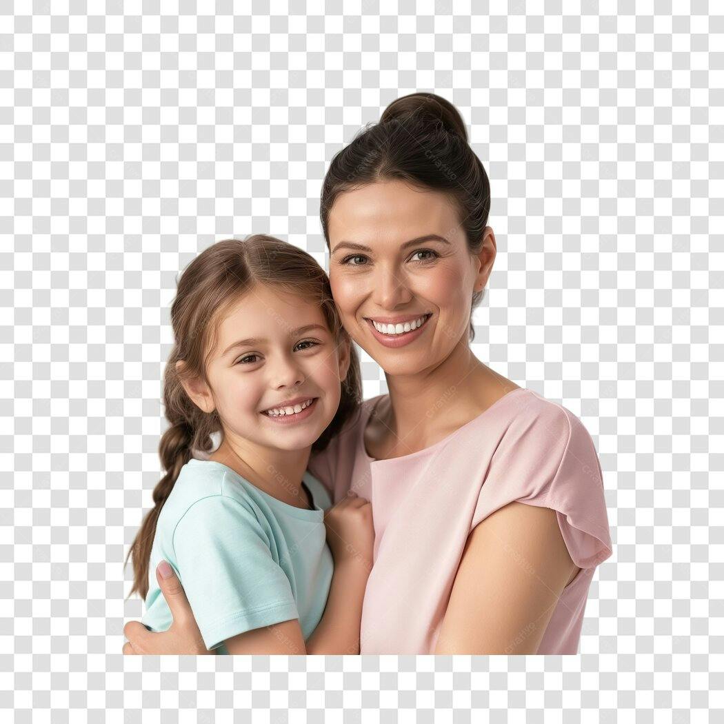 Foto Recortada Mãe e Filha Sorrindo Dia das Mães PNG Fundo Transparente