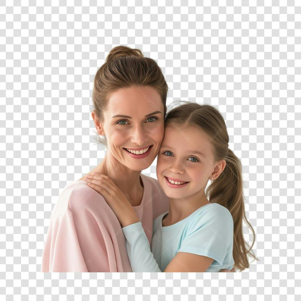 Foto Recortada Mãe e Filha Sorrindo Dia das Mães PNG Fundo Transparente
