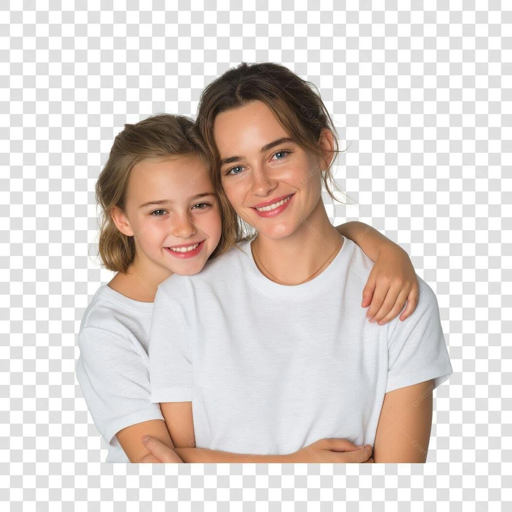 Foto Recortada Mãe e Filha Sorrindo Dia das Mães PNG Fundo Transparente
