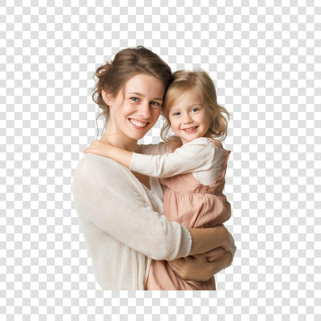 Foto Recortada Mãe e Filha Sorrindo Dia das Mães PNG Fundo Transparente