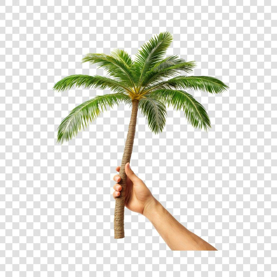 Foto Recortada Mão Segurando Coqueiro Verão PNG Fundo Transparente