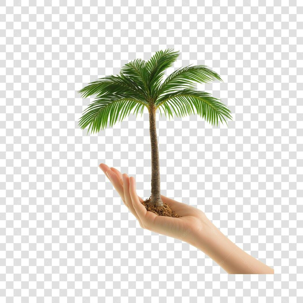 Foto Recortada Mão Segurando Palmeira Pequena PNG Fundo Transparente