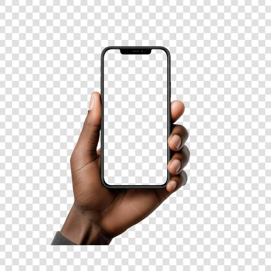 Foto Recortada Mão Segurando Smartphone Tela Branca PNG Fundo Transparente
