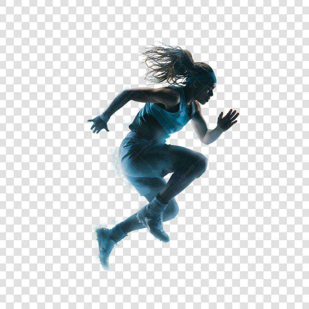 Foto Recortada Mulher Correndo Fitness PNG Fundo Transparente