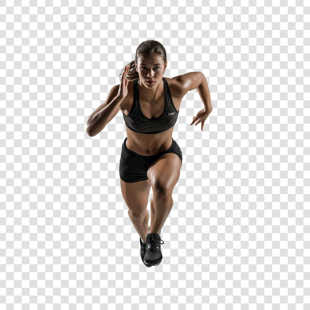 Foto Recortada Mulher Correndo Fitness PNG Fundo Transparente
