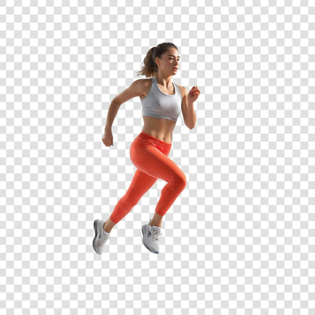 Foto Recortada Mulher Correndo Fitness PNG Fundo Transparente