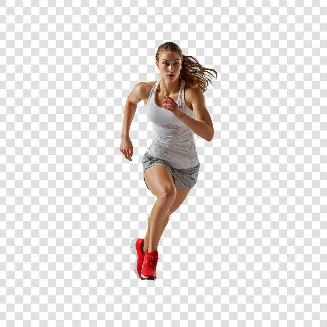 Foto Recortada Mulher Correndo Fitness PNG Fundo Transparente