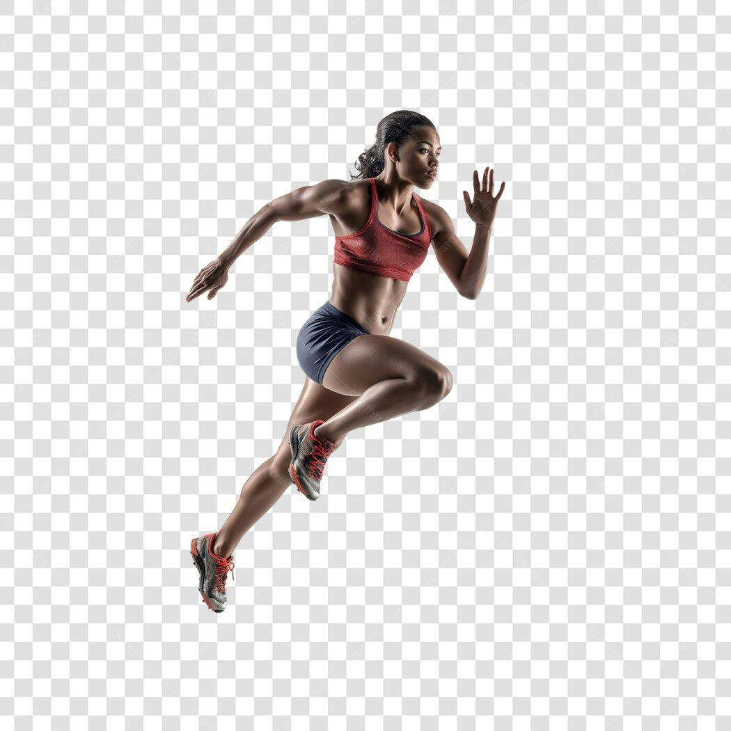 Foto Recortada Mulher Correndo Fitness PNG Fundo Transparente