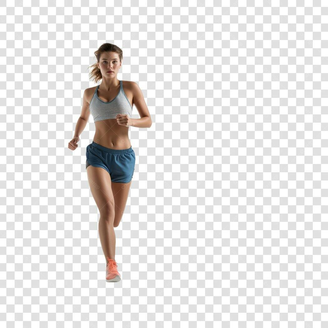 Foto Recortada Mulher Correndo Fitness PNG Fundo Transparente