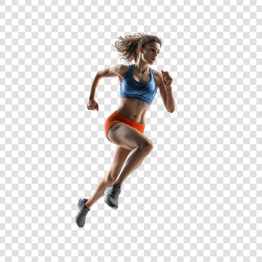 Foto Recortada Mulher Correndo Fitness PNG Fundo Transparente