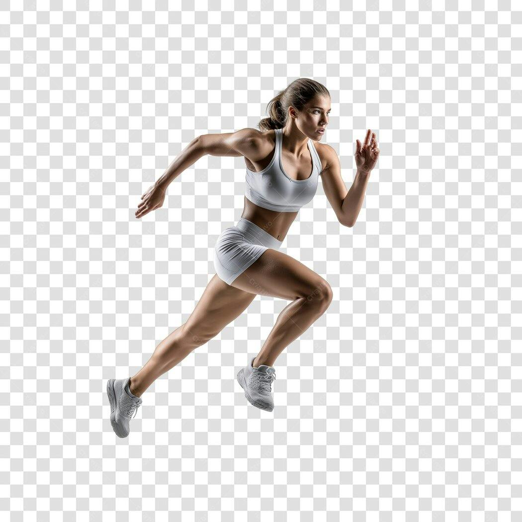 Foto Recortada Mulher Fitness Correndo PNG Fundo Transparente