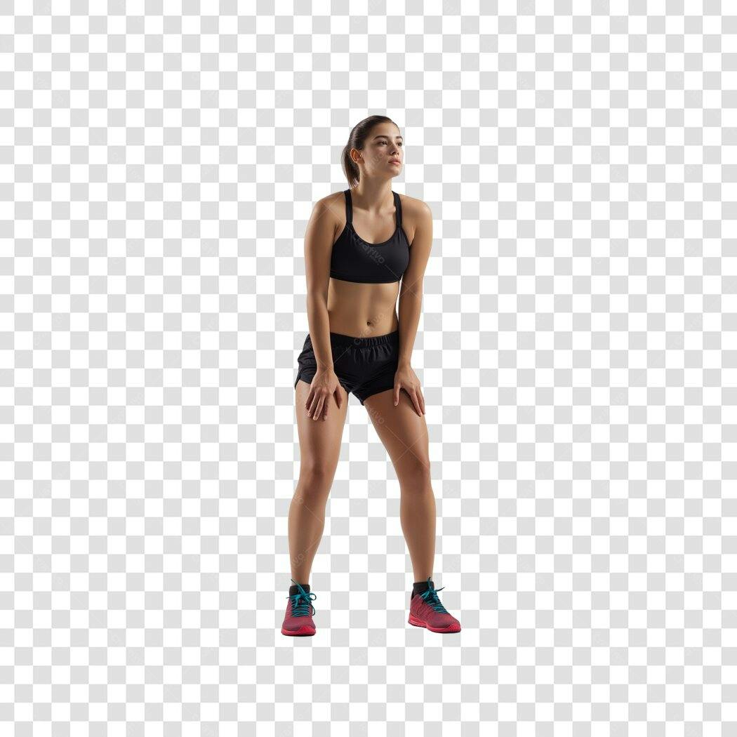 Foto Recortada Mulher Fitness Descansando PNG Fundo Transparente