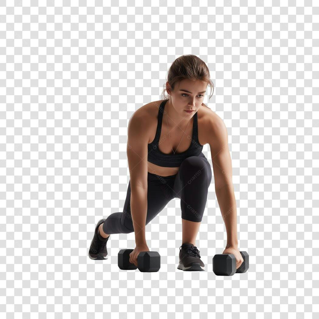 Foto Recortada Mulher Treinando Halteres Fitness PNG Fundo Transparente