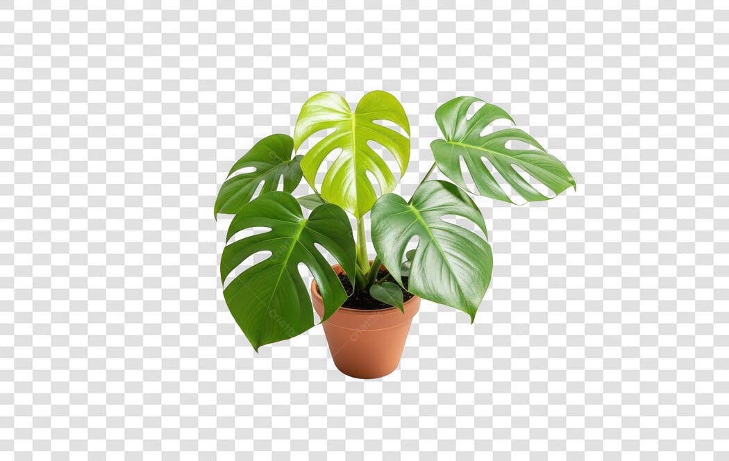 Foto Recortada Planta Costela de Adão Vaso PNG Fundo Transparente