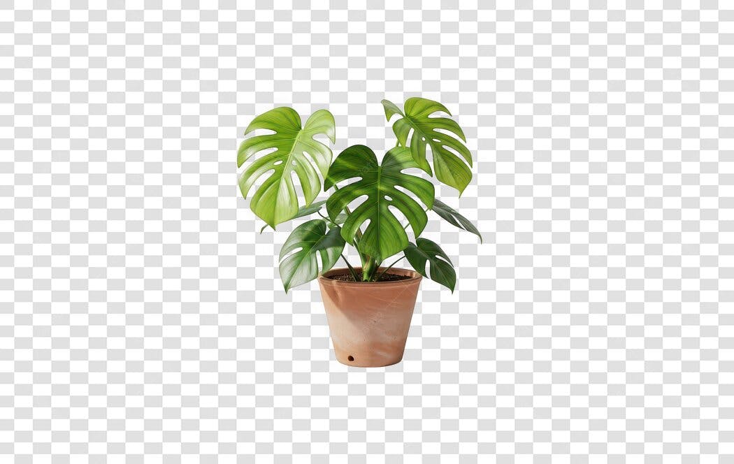 Foto Recortada Planta Costela de Adão Vaso Terracota PNG Fundo Transparente