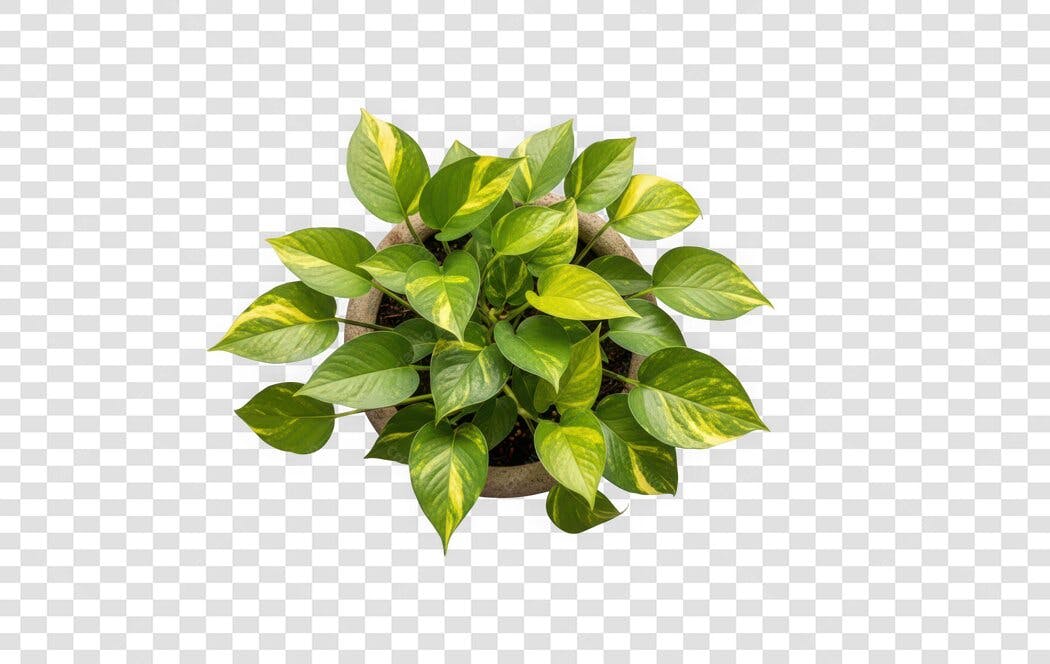 Foto Recortada Planta Jiboia Verde Amarela PNG Fundo Transparente