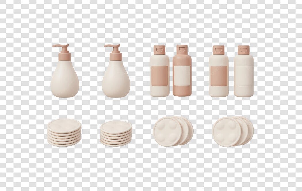 Foto Recortada Produtos Skincare Cosméticos Bege PNG Fundo Transparente