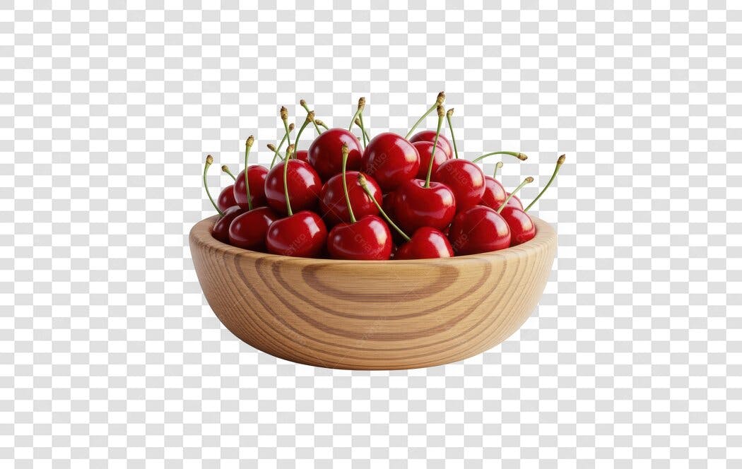 Foto Recortada Tigela Cerejas Vermelhas PNG Fundo Transparente